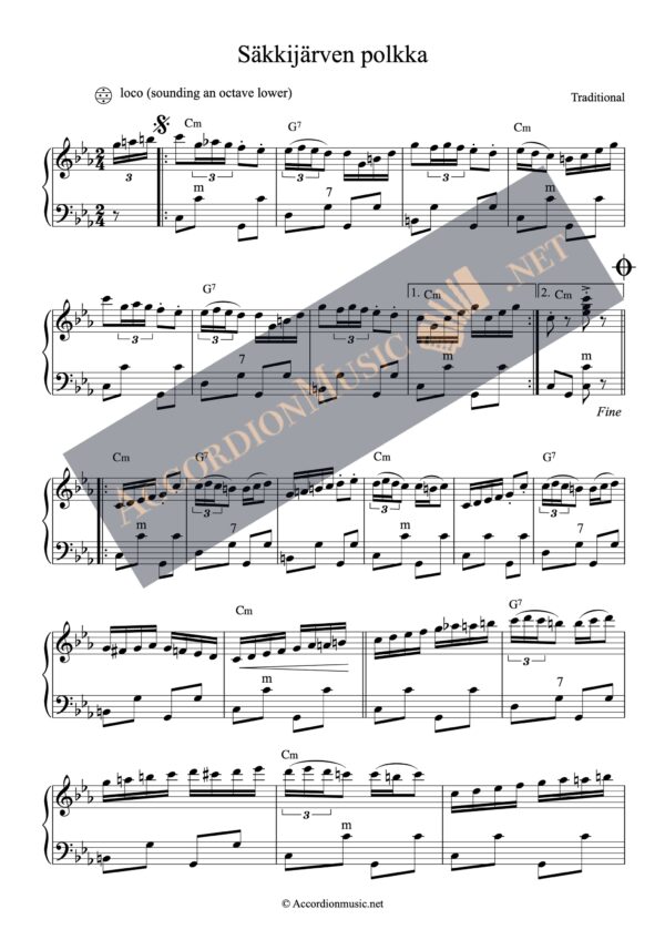 Säkkijärven polkka – Finnish polka – accordion sheet music