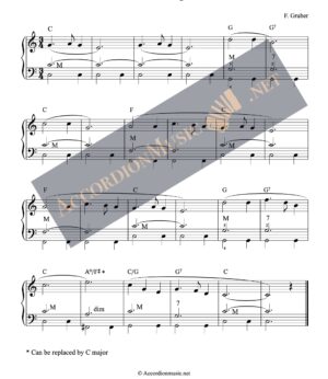Silent Night - christmas carol - accordion sheet music (easy)