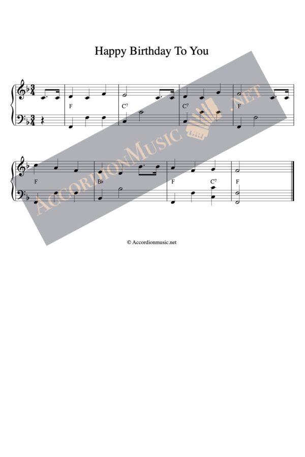 Happy Birthday to You – easy accordion sheet music