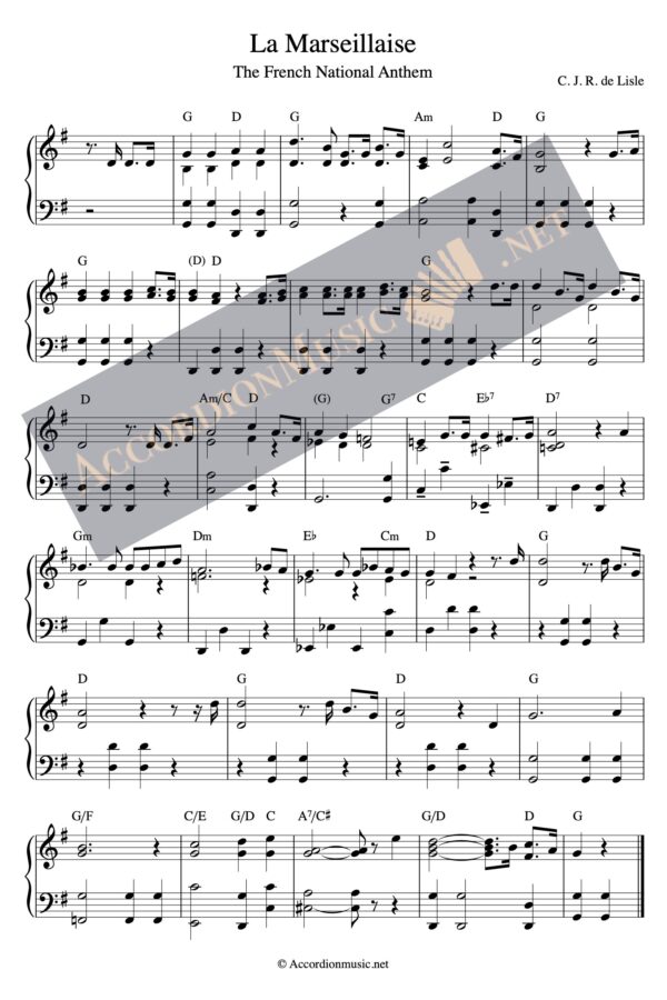 La Marseillaise - French Anthem – sheet music for accordion