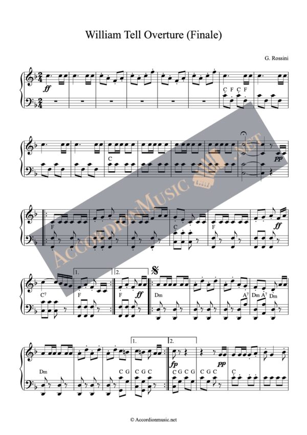 Rossini's William Tell - sheet music for accordion (arrangement)